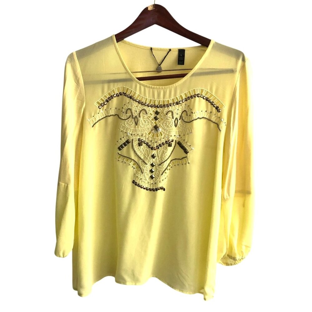 BKE -WOMENS RHINESTONE EMBELLISHMENT PULLOVER CREW NECK LONG SLEEVE SIZE LARGE